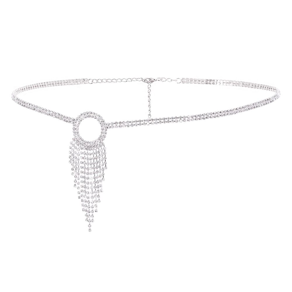 4958 Women's Rhinestone Waist Chain Sparkle Crystal Belt Metal